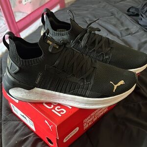 Puma Black Sneakers with White Soles